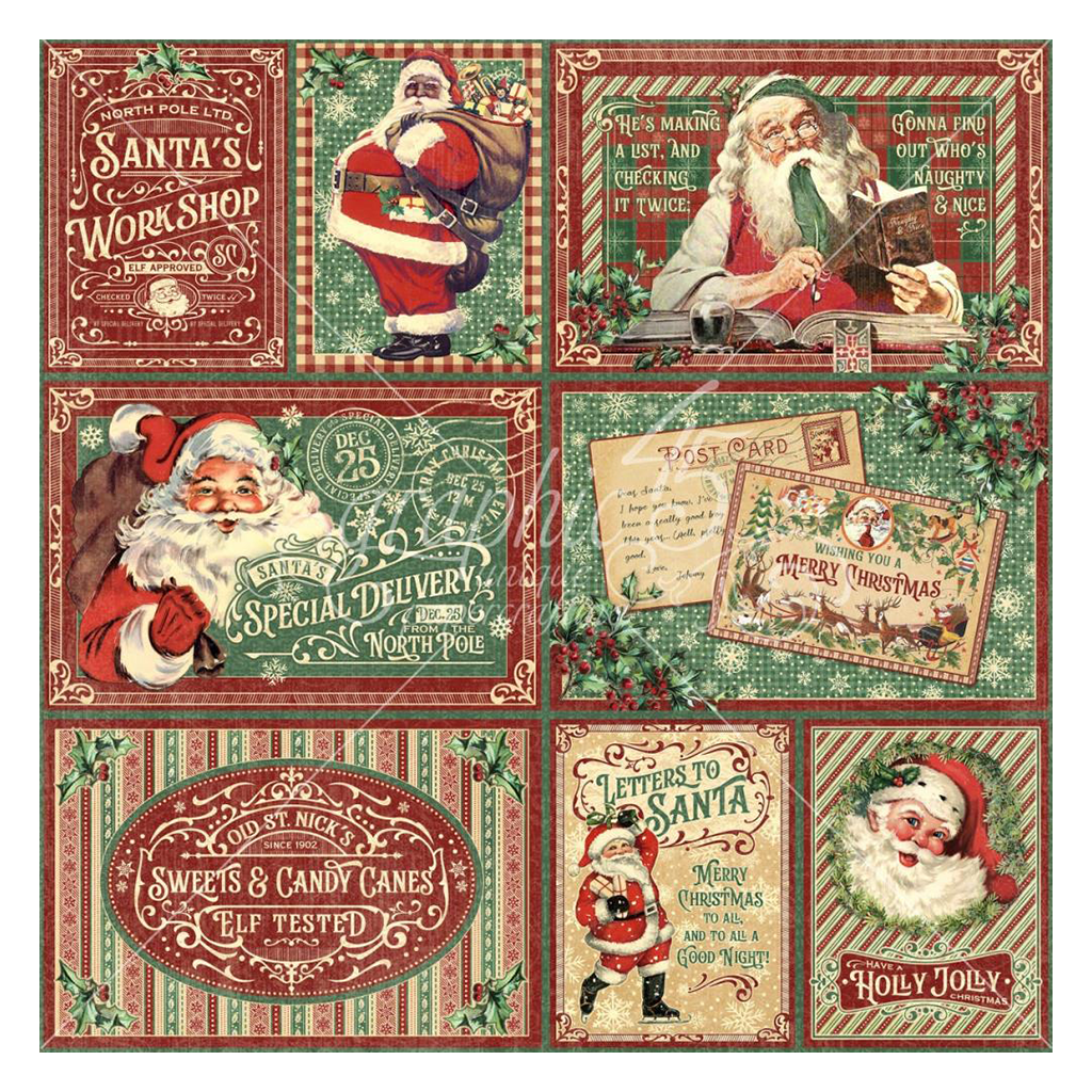 Graphic 45 North Pole Postage Cardstock Sheet, 12"x12", Image 2