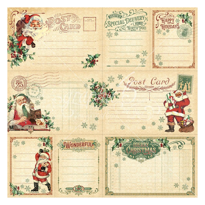 Graphic 45 North Pole Postage Cardstock Sheet, 12"x12", Image 3