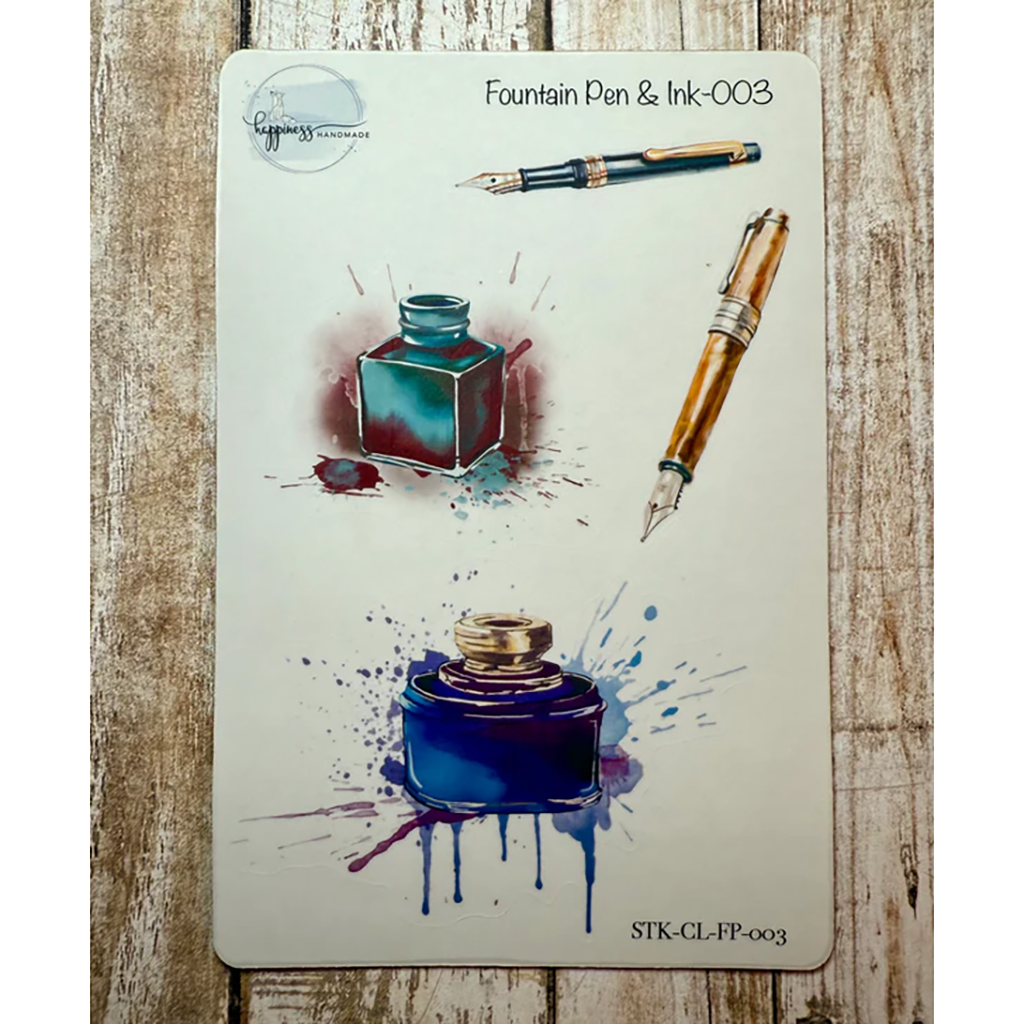 Happiness Handmade Fountain Pen & Ink Sticker Sheet, #003
