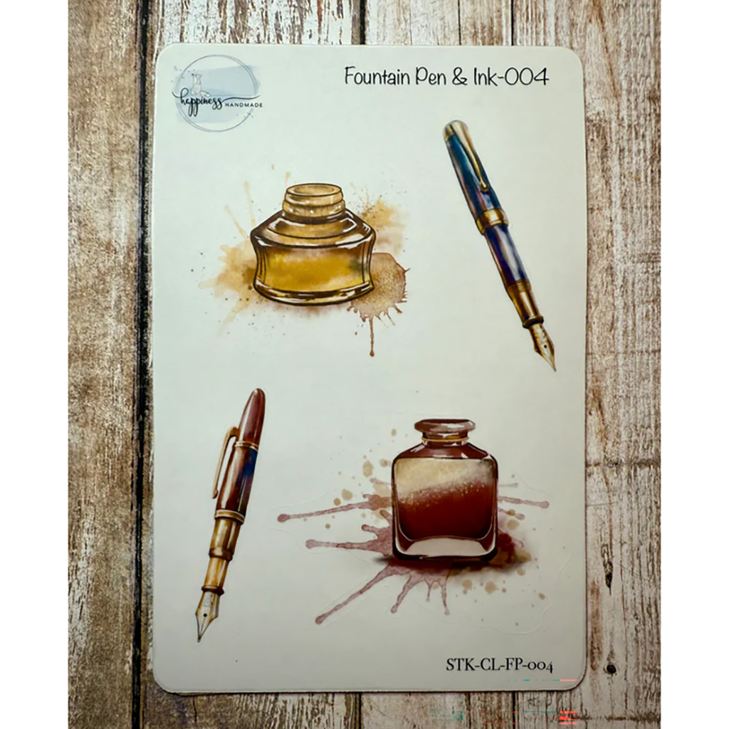 Happiness Handmade Fountain Pen & Ink Sticker Sheet, #004