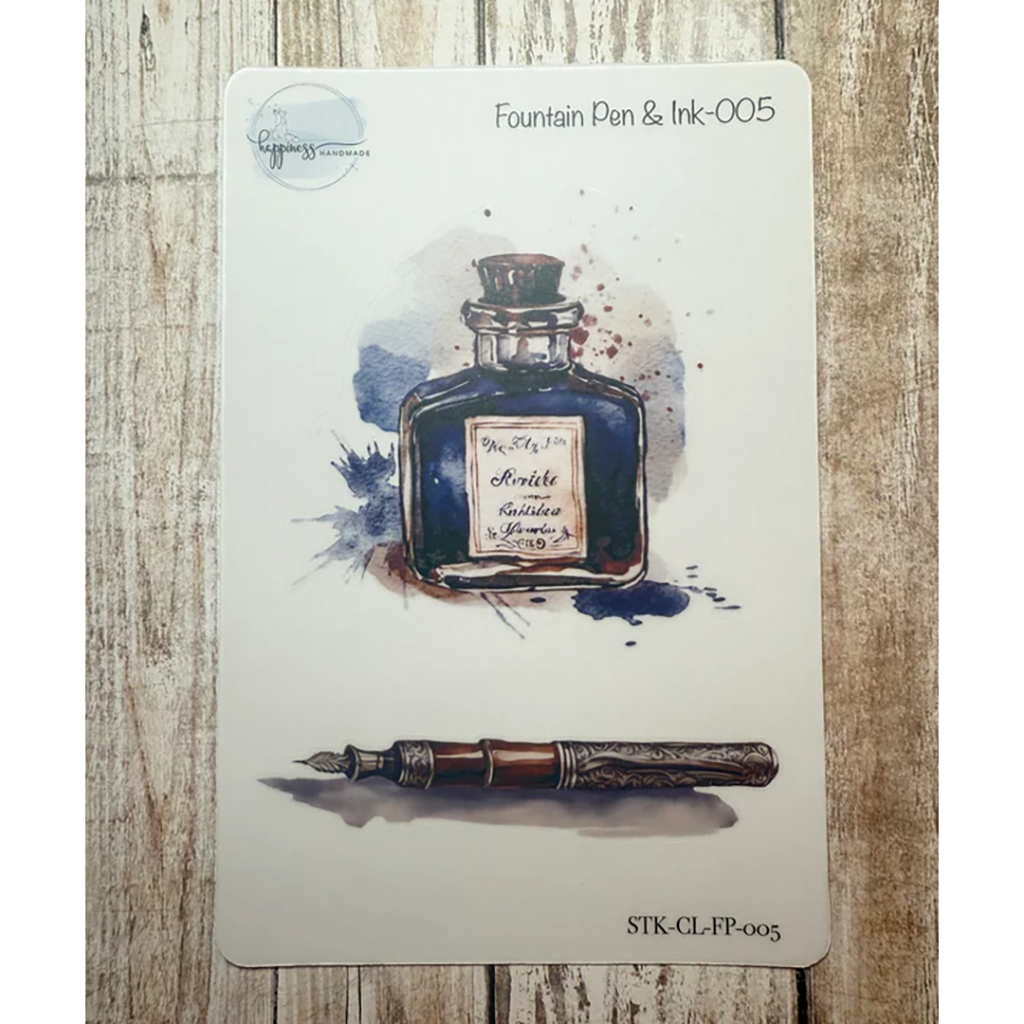 Happiness Handmade Fountain Pen & Ink Sticker Sheet, #005
