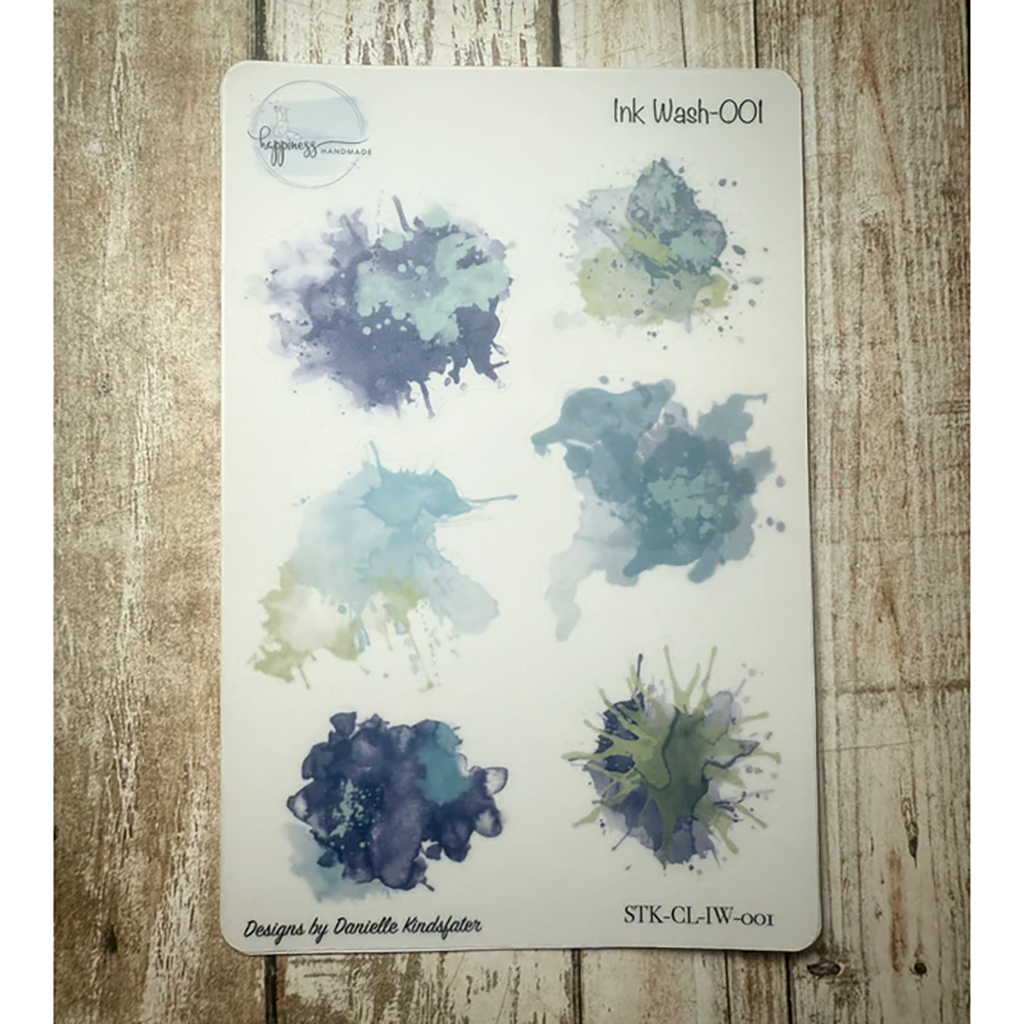 Happiness Handmade Ink Wash Sticker Sheet, #001