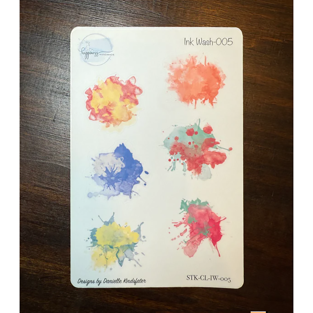 Happiness Handmade Ink Wash Sticker Sheet, #005