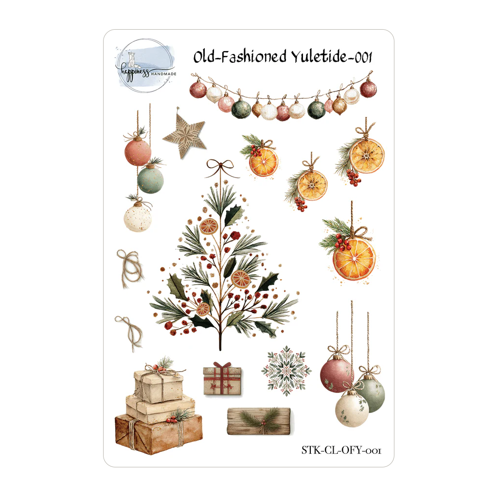 Happiness Handmade Old Fashioned Yuletide Sticker Sheet, #001