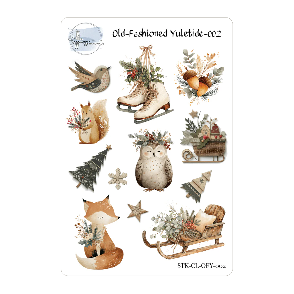 Happiness Handmade Old Fashioned Yuletide Sticker Sheet, #002