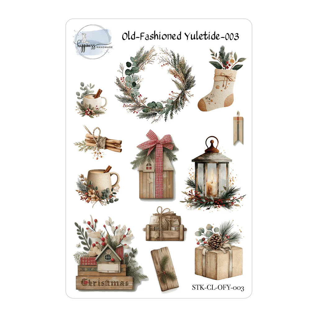 Happiness Handmade Old Fashioned Yuletide Sticker Sheet, #003