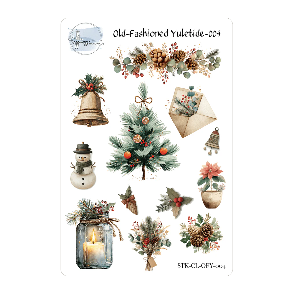 Happiness Handmade Old Fashioned Yuletide Sticker Sheet, #004