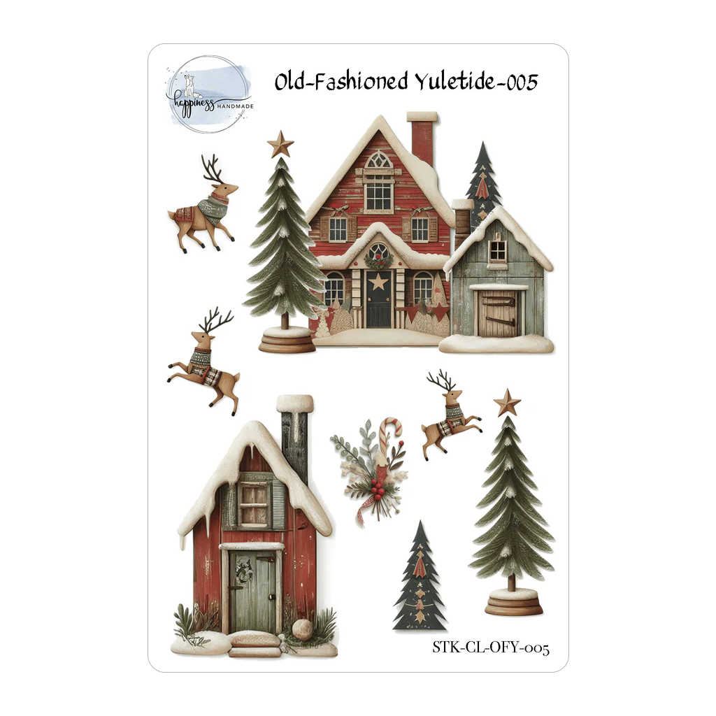 Happiness Handmade Old Fashioned Yuletide Sticker Sheet, #005