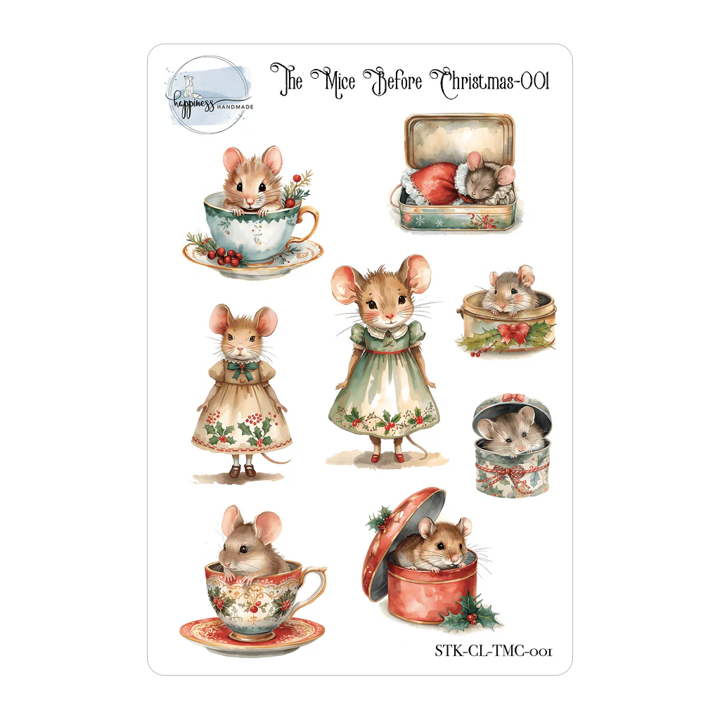 Happiness Handmade The Mice Before Christmas Sticker Sheet, #001