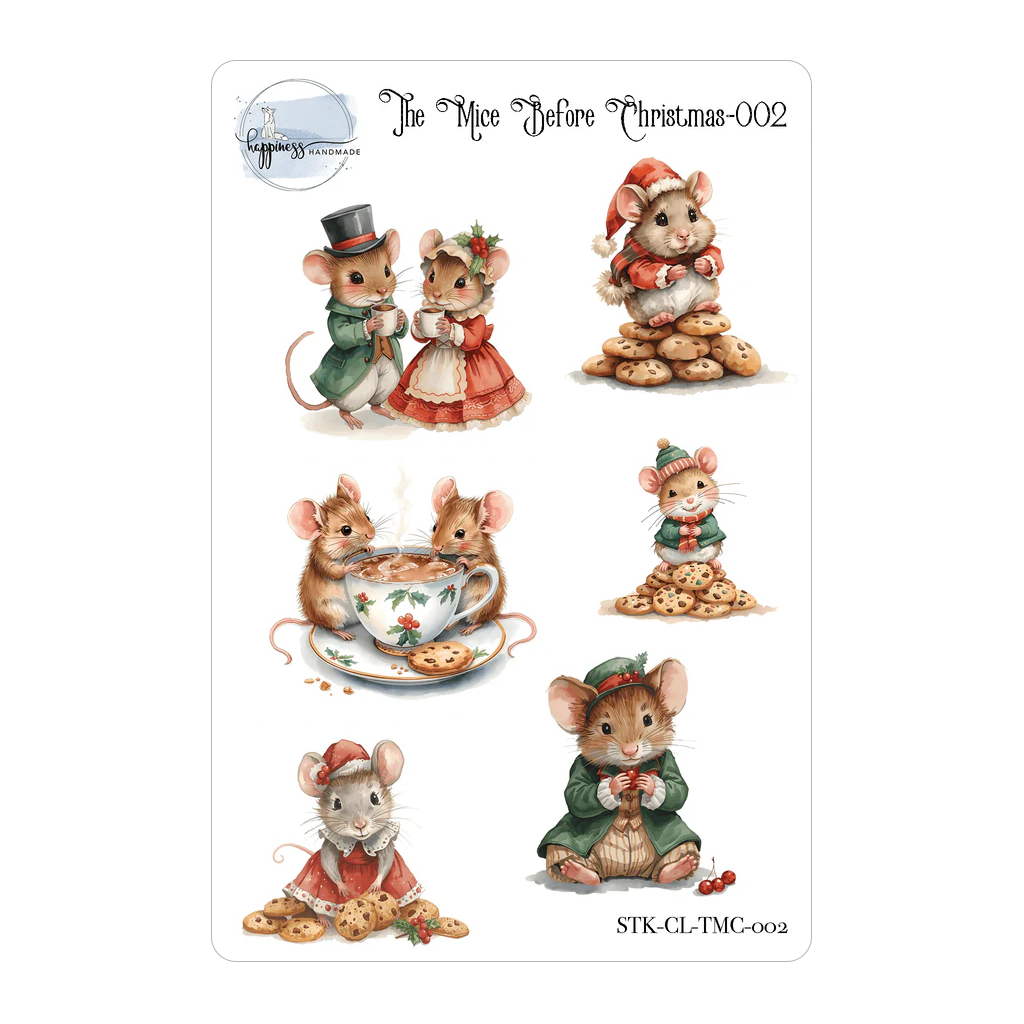 Happiness Handmade The Mice Before Christmas Sticker Sheet, #002