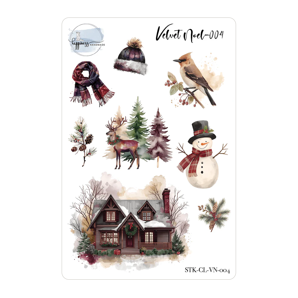 Happiness Handmade Velvet Noel Sticker Sheet, #004