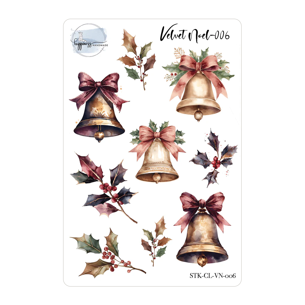 Happiness Handmade Velvet Noel Sticker Sheet, #006