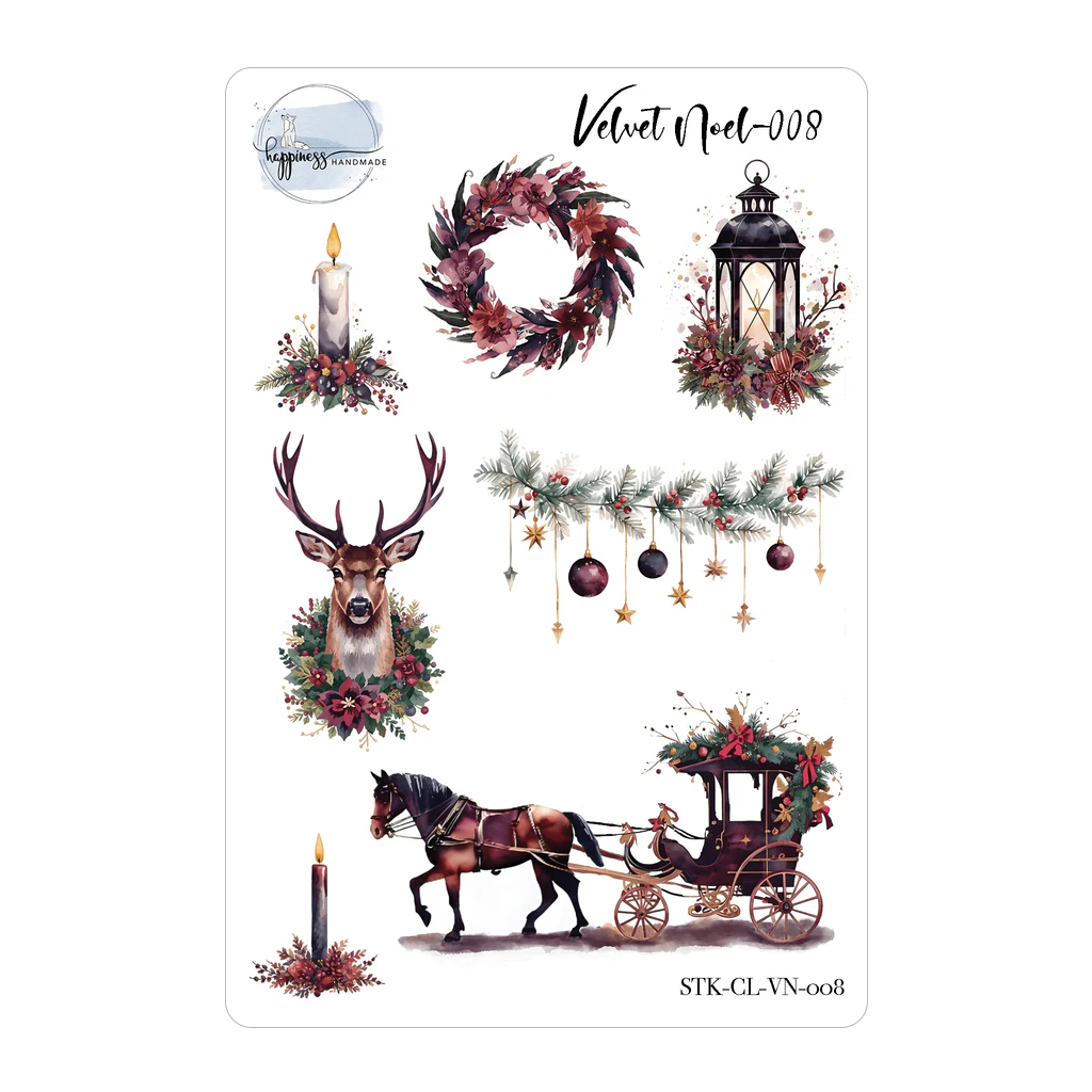 Happiness Handmade Velvet Noel Sticker Sheet, #008