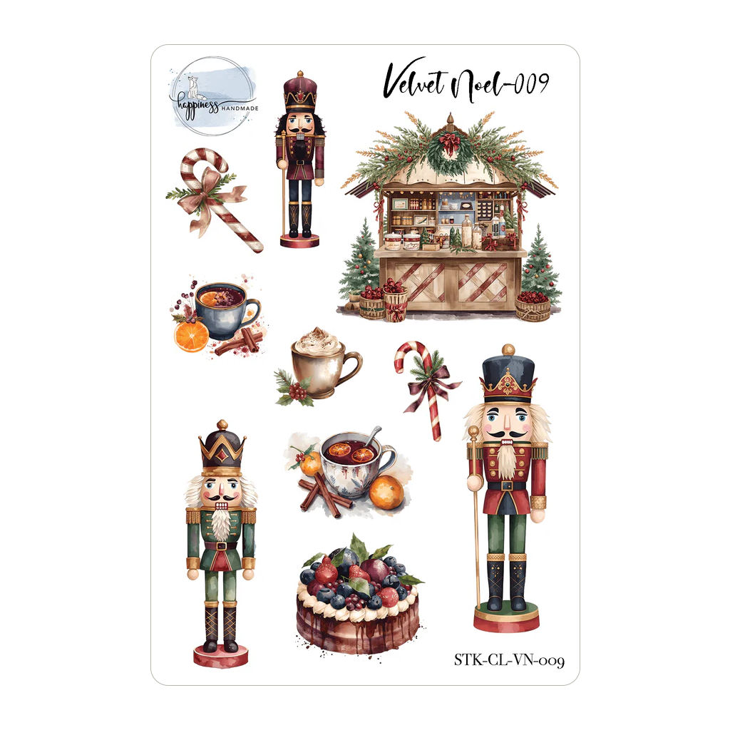 Happiness Handmade Velvet Noel Sticker Sheet, #009