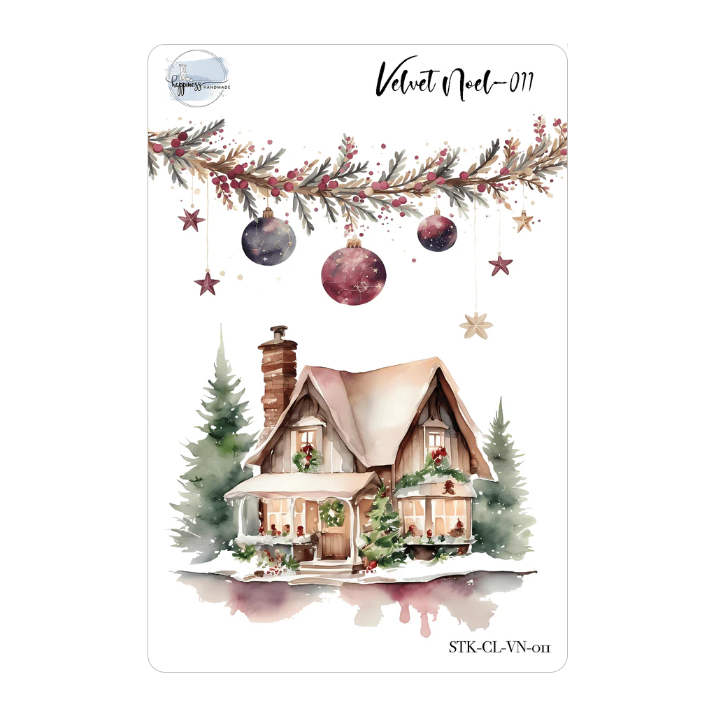 Happiness Handmade Velvet Noel Sticker Sheet, #011