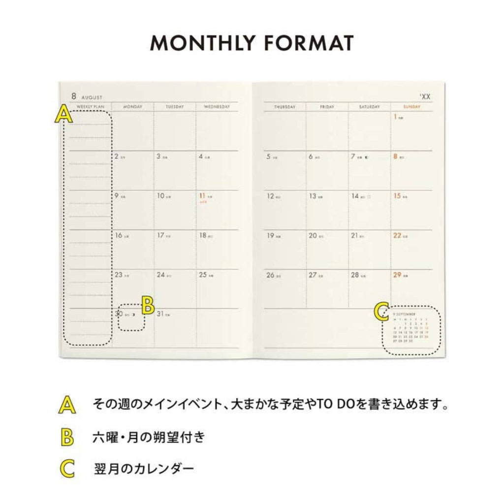 Hightide 2026 Weekly Planner Poche, A6 - Brown