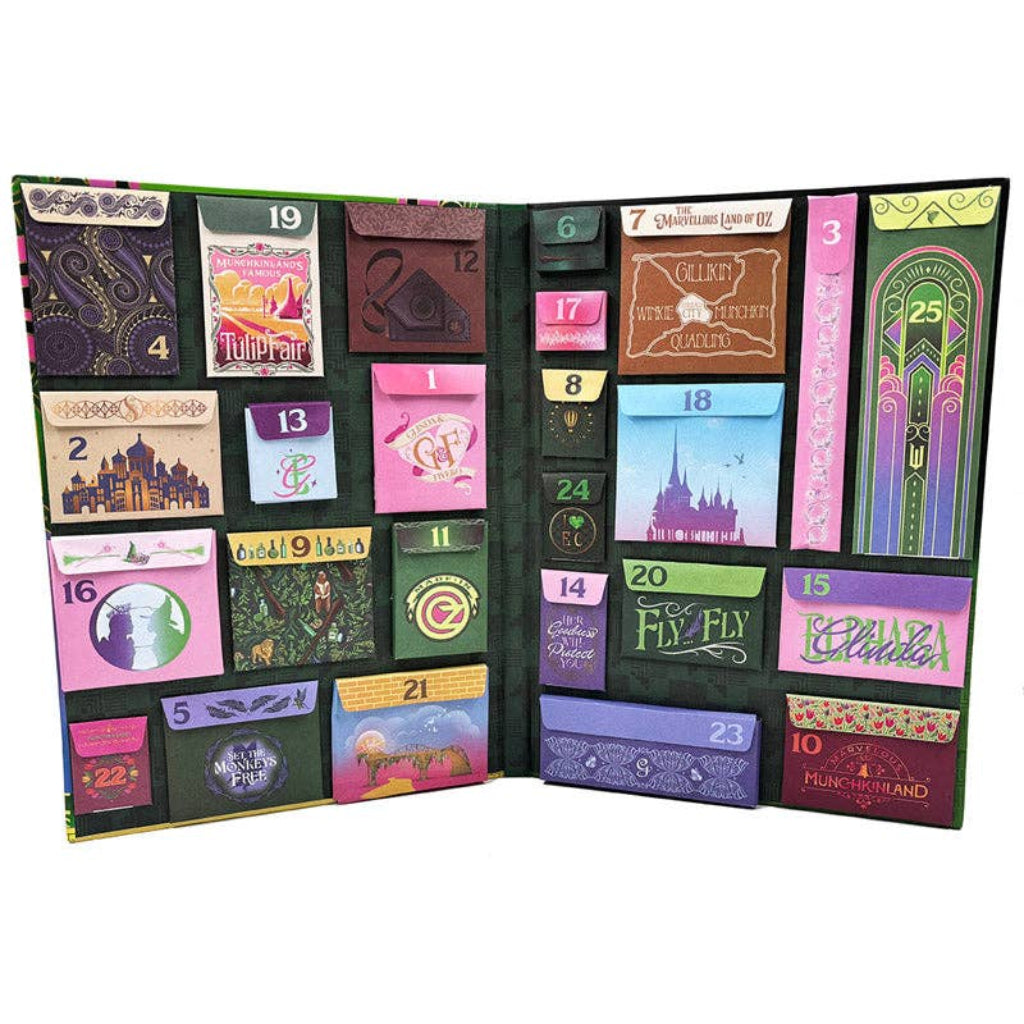 Advent calendar with colorful doors numbered from 1 to 25 on a white background