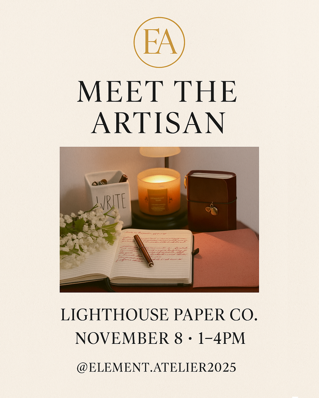 Saturday, November 8th from 1-4pm - Element Atelier Launch Party