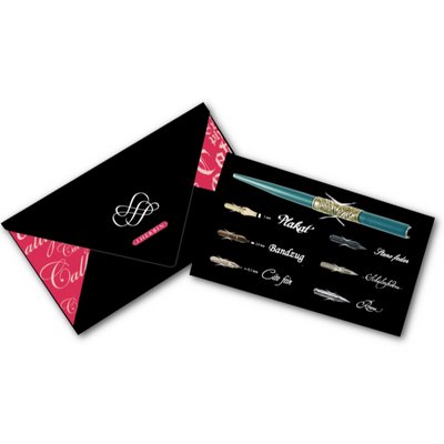 Set of Calligraphy pen and nibs in a black envelope