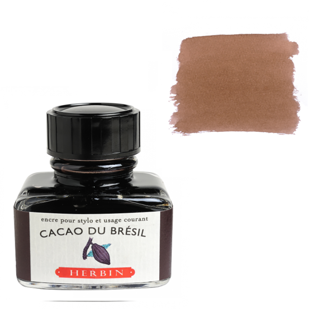 Jacques Herbin Fountain Pen Ink, 30ml Bottle, Cacao du Bresil (Brazilian Cocoa)