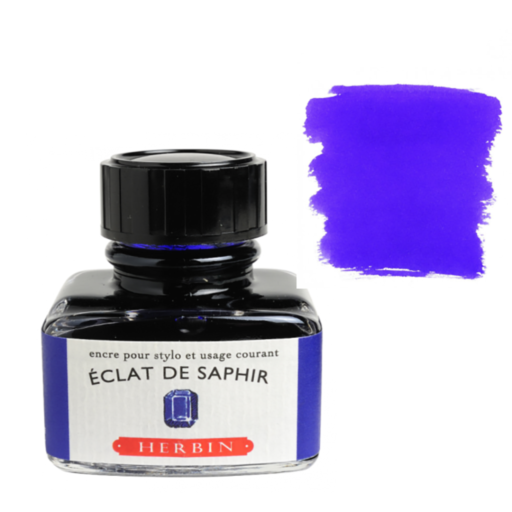 Jacques Herbin Fountain Pen Ink, 30ml Bottle, Eclat de Saphir (Sapphire)