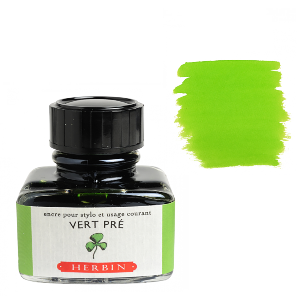 Jacques Herbin Fountain Pen Ink, 30ml Bottle, Vert Pre (Meadow Green)