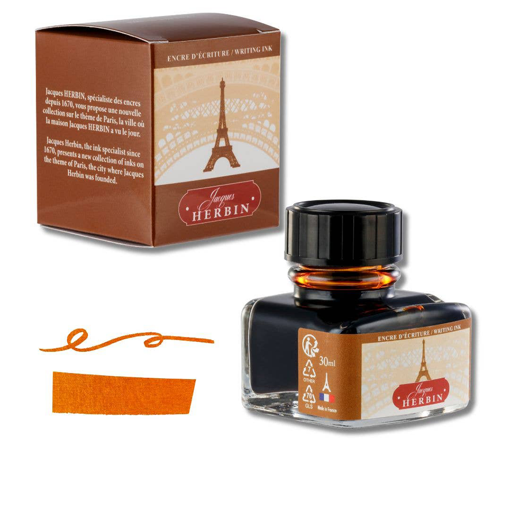 Encre pour stylo plume Jacques Herbin « Collection Paris », flacon de 30 ml, orange Tour Eiffel