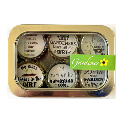 Gardener Bottle Cap Magnet Set