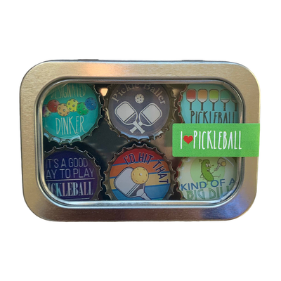 Pickleball Bottle Cap Magnet Set