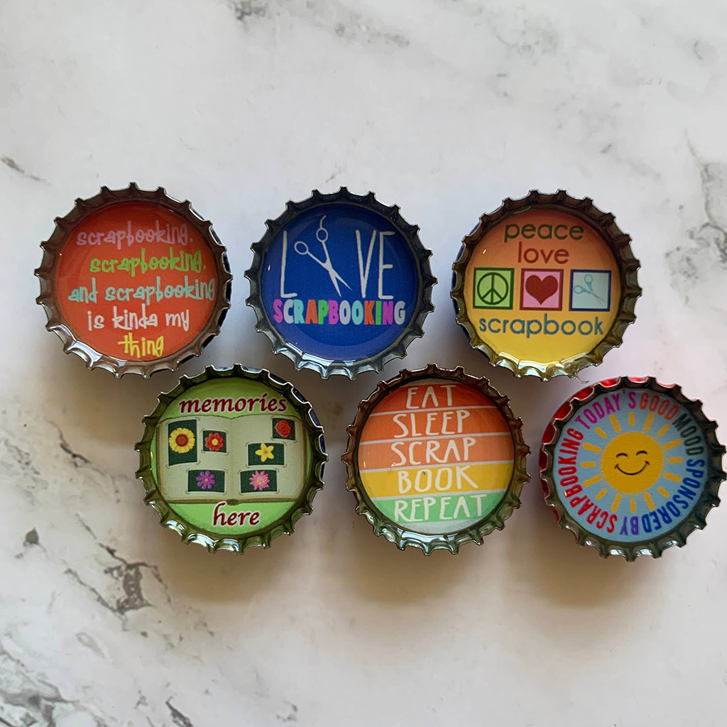 Scrapbooking Bottle Cap Magnet Set