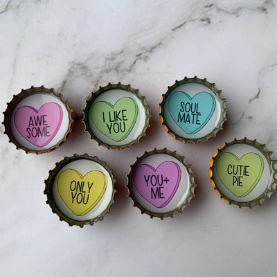 Valentine's Day Bottle Cap Magnet Set