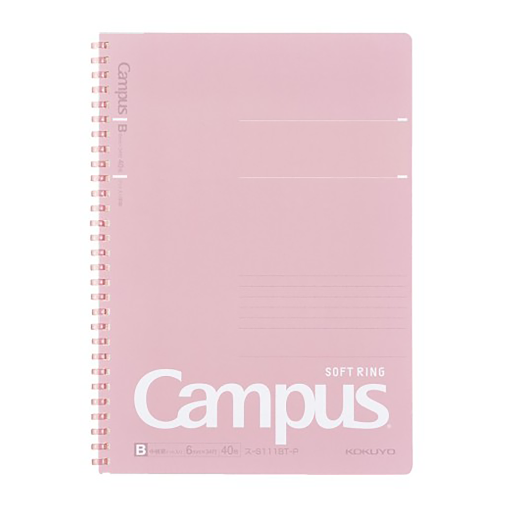 Kokuyo Campus Soft Ring Notebook, B5, Pink