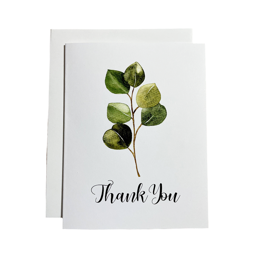 Carte De Remerciements Aquarelle Branche d'Eucalyptus