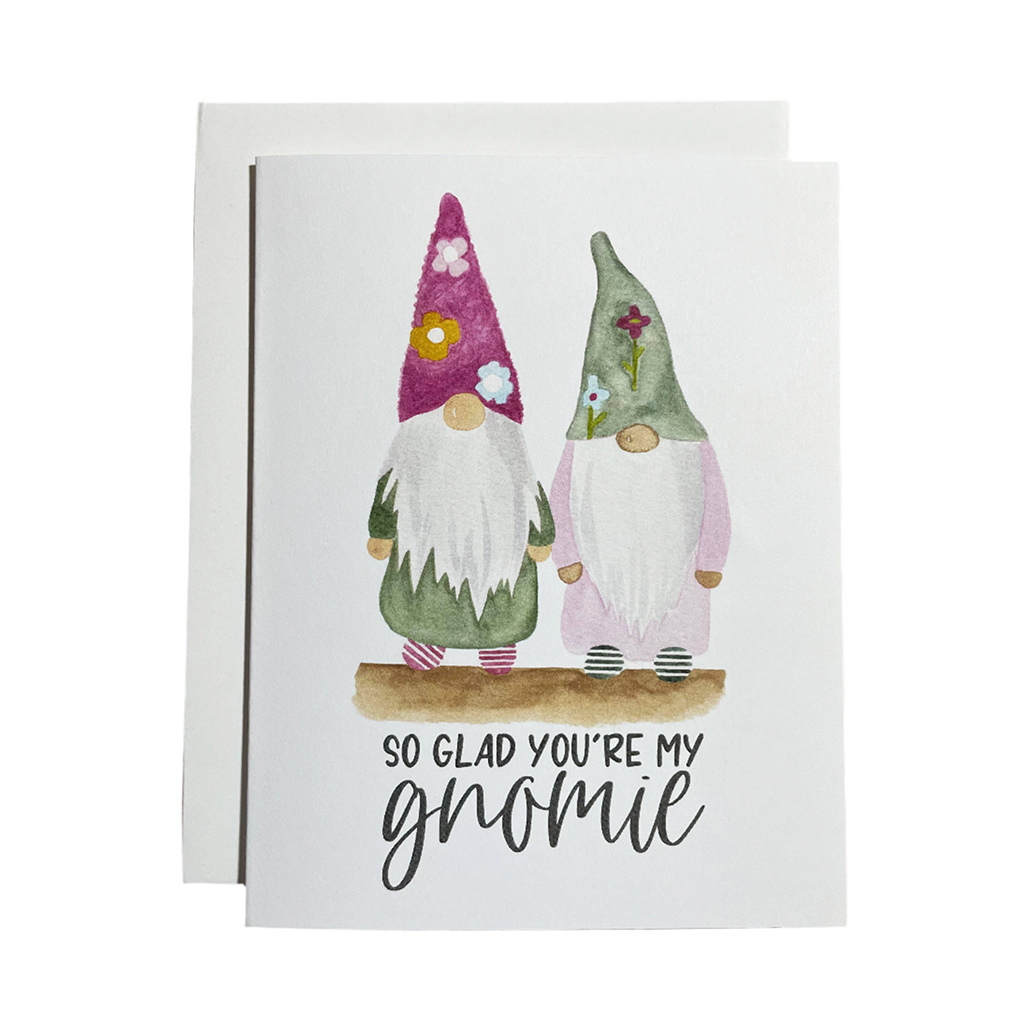 Carte d'amitié aquarelle si heureuse que vous soyez ma Gnomie