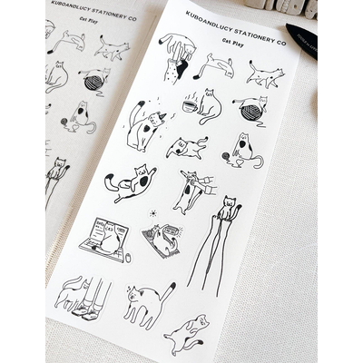 Kuboandlucy Cat Play Sticker Sheet, White Matte