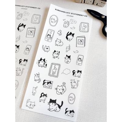 Kuboandlucy Caturday Sticker Sheet - White Matte