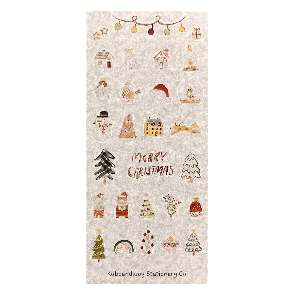 Kuboandlucy Christmas Elements Sticker Sheet, Washi Paper