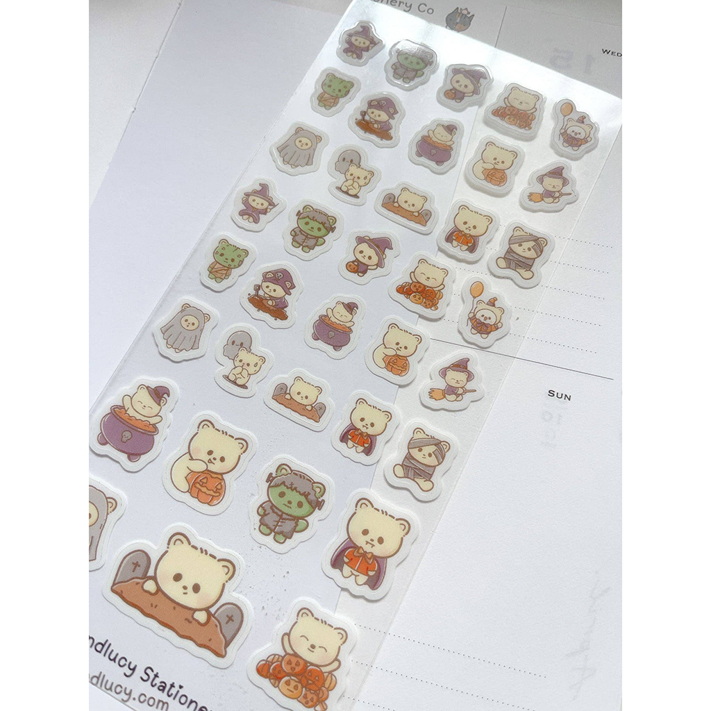 Kuboandlucy Halloween Bears Sticker Sheet