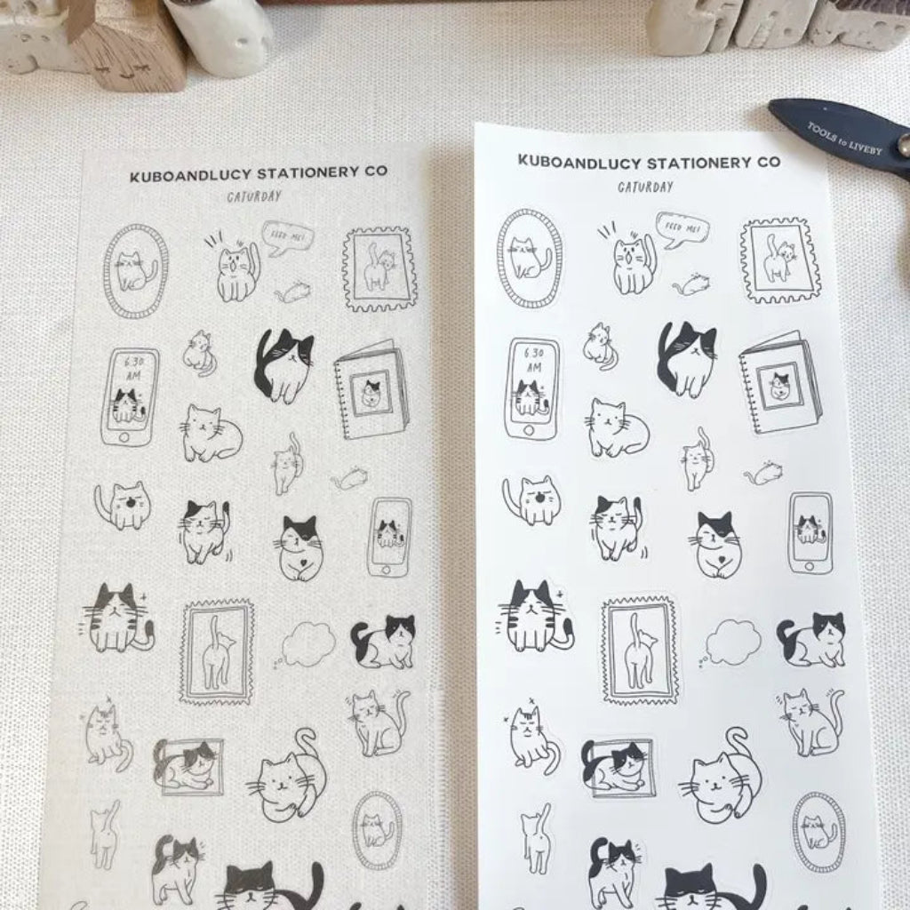 Kuboandlucy Caturday Sticker Sheet, Washi Paper