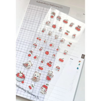 Kuboandlucy Cherries Sticker Sheet, White Matte