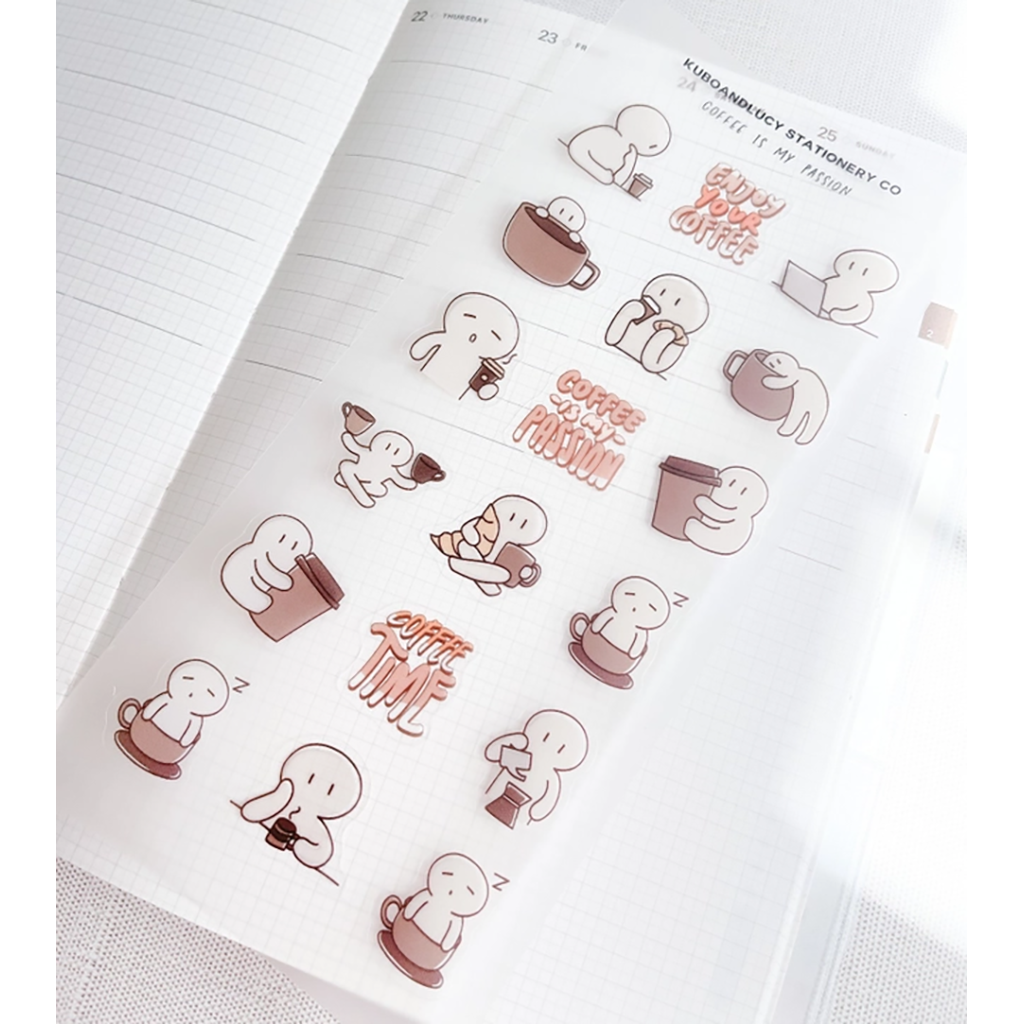 Kuboandlucy Coffee Is My Passion Sticker Sheet, White Matte
