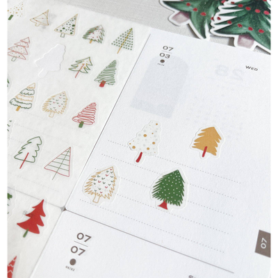 Kuboandlucy Stationery Co. Mini Christmas Trees Sticker Sheet, Washi Paper