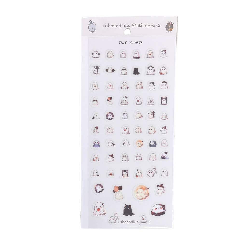 Hoja de pegatinas de fantasmas diminutos de Kuboandlucy Stationery Co.
