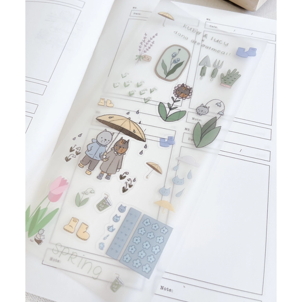 Kuboandlucy x Dana ate Oatmeal Four Seasons Sticker Sheet, Washi Paper - Spring