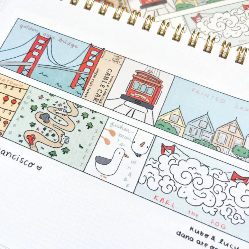 Kuboandlucy x Dana ate Oatmeal Hello San Francisco Sticker Sheet, Washi Paper