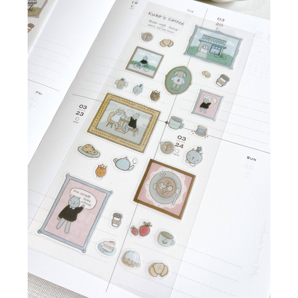 Kuboandlucy x Dana Ate Oatmeal Kubo Cafe Sticker Sheet, Clear Matte