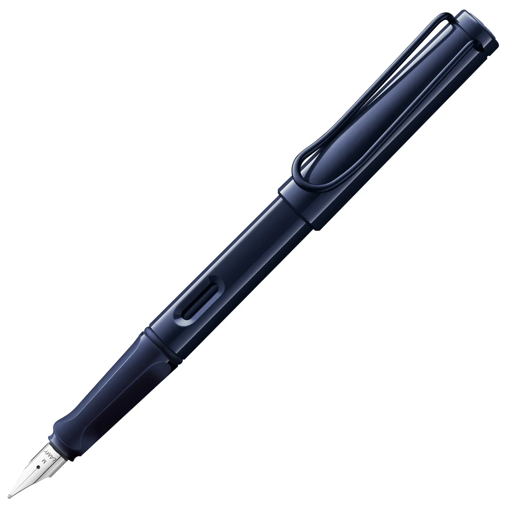Dark Navy blue Lamy fountain pen on a white background