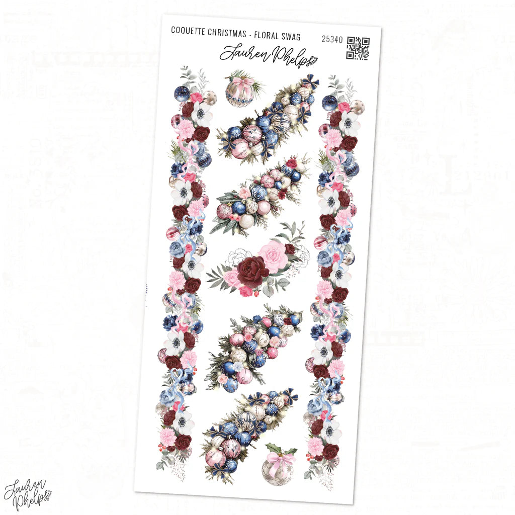Floral swag stickers on a white background with 'Stefan Wiesner' branding.