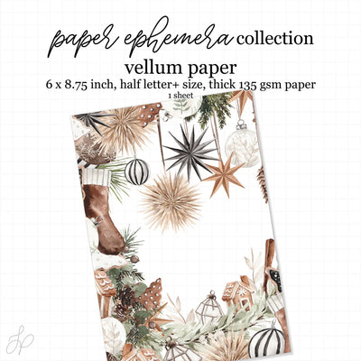 Vellum paper with nature-themed design on a white background