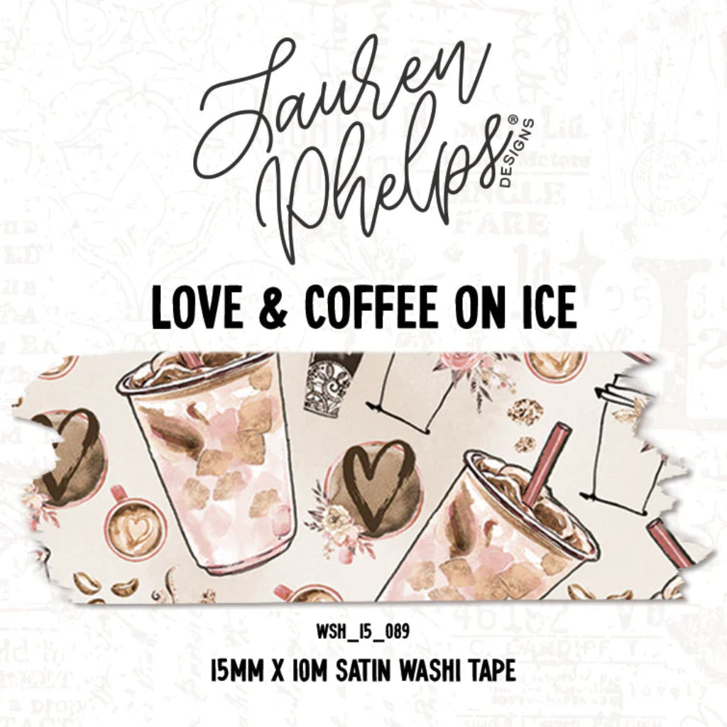 Lauren Phelps Designs Washi Tape, 15mm - Love & Coffee On Ice